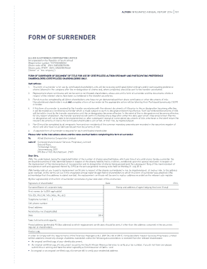 Altron Share Surrender Form