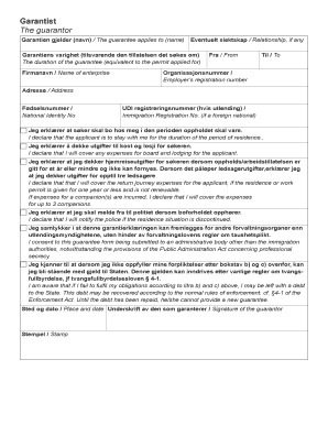 Guarantee Form for Residence