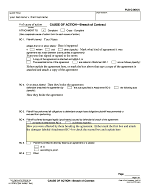 California Breach of Contract Complaint