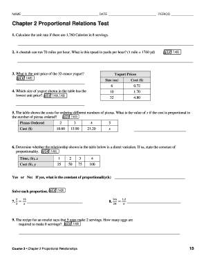 Chapter 2 Proportional Relations Test