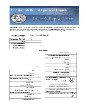 Church Membership and Financial Report Form