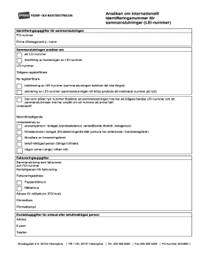 Application for Legal Entity Identifier (LEI) Number