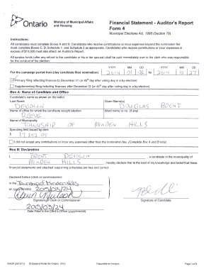 Ontario Municipal Election Financial Statement