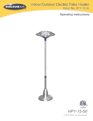 Soleus Air Patio Heater Operating Instructions
