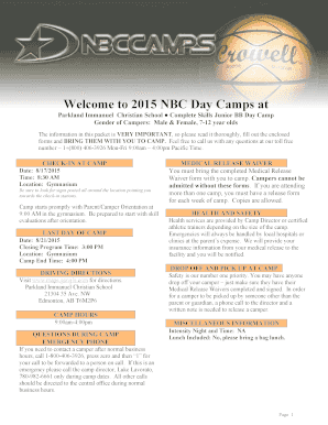 NBC Basketball Camps Medical Release Waiver