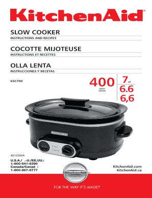 KitchenAid Slow Cooker Product Registration