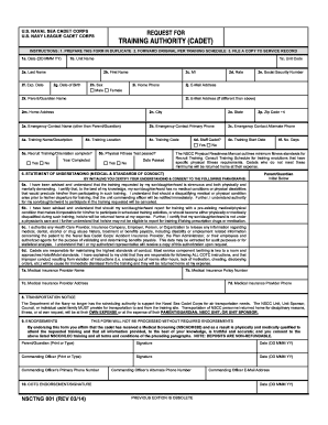 US Naval Sea Cadet Corps Training Authority Request