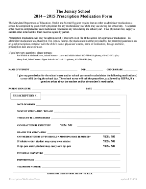 Maryland Prescription Medication Form