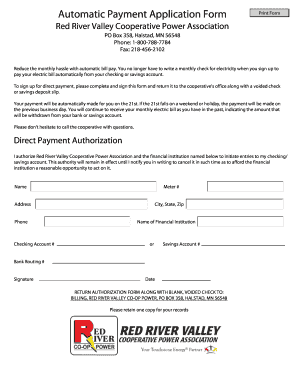 Automatic Payment Application Form
