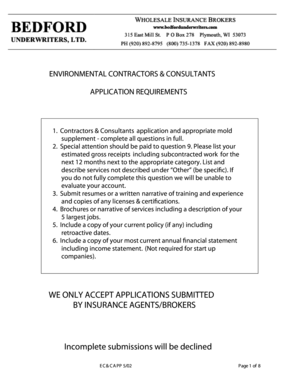 Environmental Contractors and Consultants Application