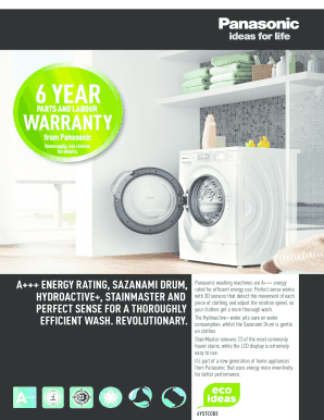 Panasonic Washing Machine 6 Year Warranty Form