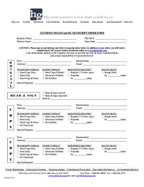 Attorney Sign-In and Transcript Order Form