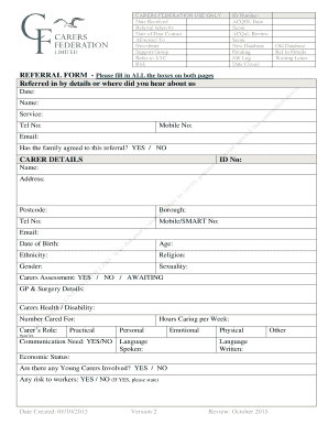 Carers Federation Referral Form