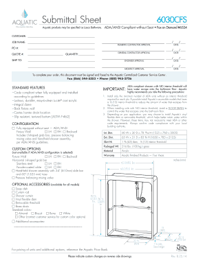 Submittal Sheet for Aquatic ADA Compliant Shower