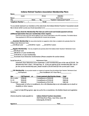 Indiana Retired Teachers Association Membership Form
