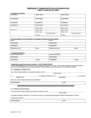 Emergency Transportation Authorization
