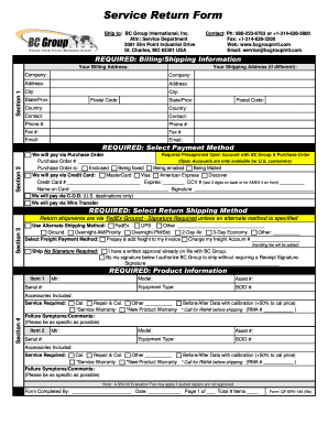 Service Return Form