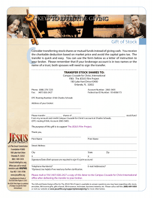 Gift of Stock Donation Letter