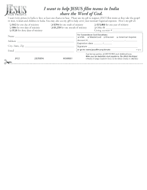 JESUS Film Project Donation Form
