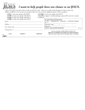 Jesus Film Project Donation Form