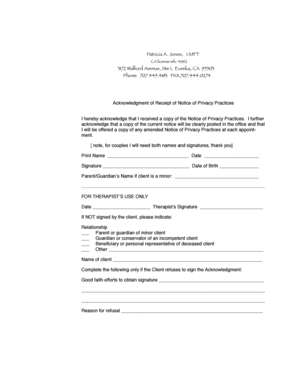 Acknowledgment of Receipt of Notice of Privacy Practices