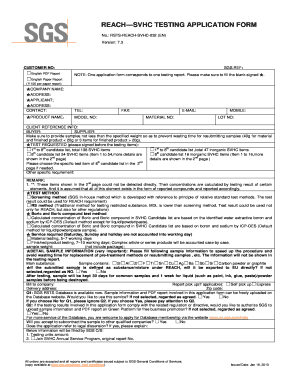 REACH-SVHC Testing Application Form
