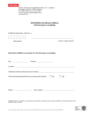 Petrol Business eServices Password Request Form