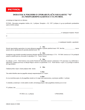 Amendment to M Card Usage Agreement