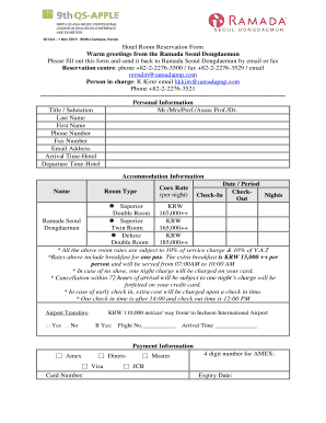 Hotel Room Reservation Form