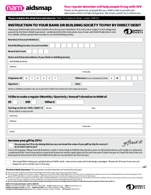 NAM Direct Debit Donation Form