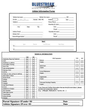 Athlete Information and Waiver Form