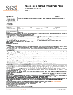REACH SVHC Testing Application Form