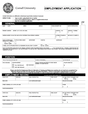 Cornell University Employment Application