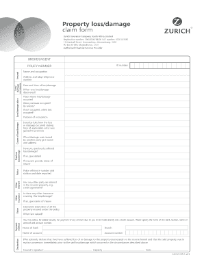 Property Loss/Damage Claim Form