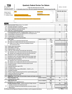 Quarterly Federal Excise Tax Return Form 720