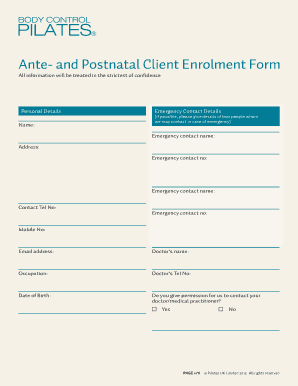 Ante- and Postnatal Client Enrolment Form