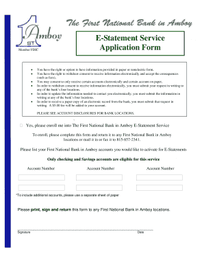 First National Bank E-Statement Service Application
