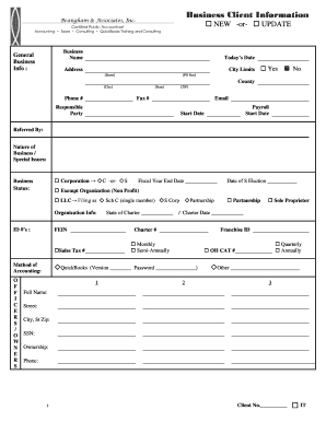 Business Client Information Form