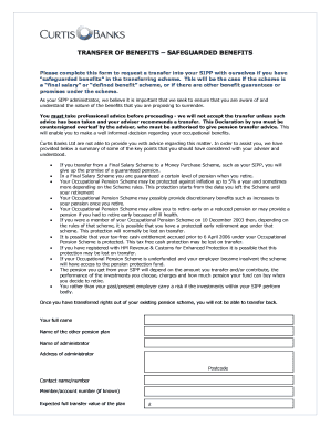 Transfer of Safeguarded Benefits Form