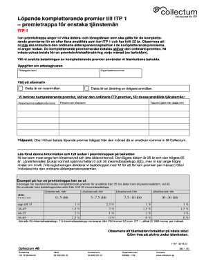 Swedish ITP 1 Supplementary Pension Form