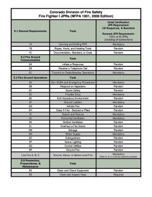 Fire Fighter I Certification Form