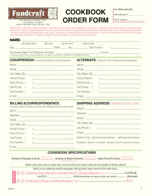 Fundcraft Cookbook Order Form