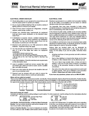 Electrical Rental Order Form