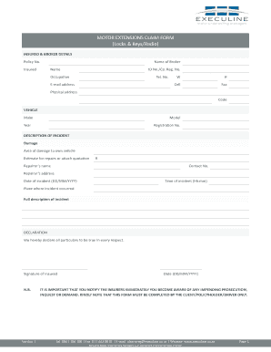 Motor Extensions Claim Form