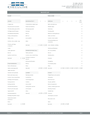 Home Contents Inventory Form