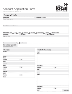 Business Account Application Form