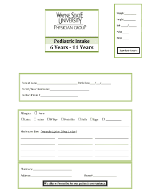 Pediatric Intake Form