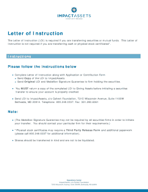 Letter of Instruction for Securities Transfer