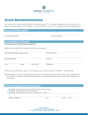 Grant Recommendation Form