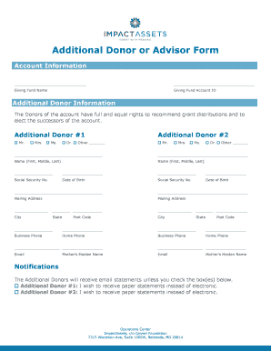 Additional Donor or Advisor Form